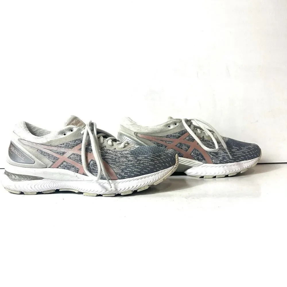 Asics Women's Gel Nimbus 22 Gray Running Shoes Sneakers Size 10 Low Top Lace Up